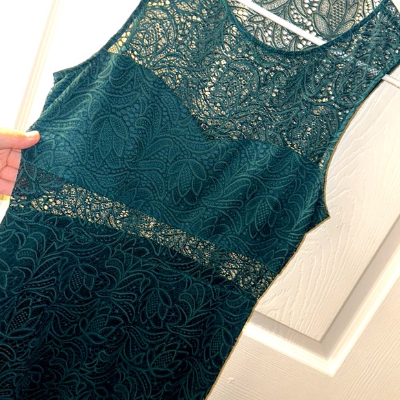 EXPRESS teal sleeveless lace overlay cutout dress - Picture 2 of 11